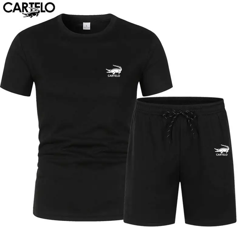 CARTELO's new men's and women's summer mesh breathable, quick drying exercise, fitness short sleeve + shorts 2-piece set quick drying children s fisherman mesh hat summer big brim breathable thin shawl cap sunscreen toddler fisherman sun hat