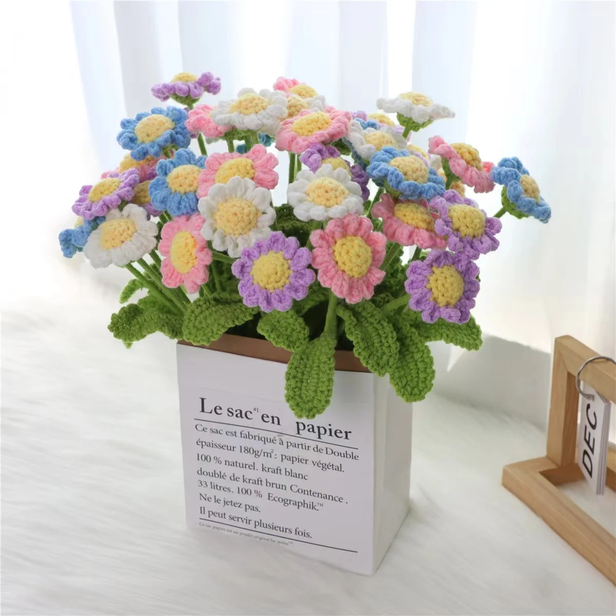 Daisy Flower Head 4.5CM/1.77" DIY Handmade Yarn Crochet Make Bouquets Pendants Sewing Accessories