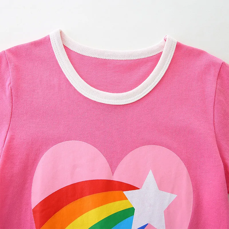 Kids Clothes Tops Korean Baby Girls Blouses T-shirt Cartoon Hearts Rainbow Cotton Tops Chidlren's Clothing