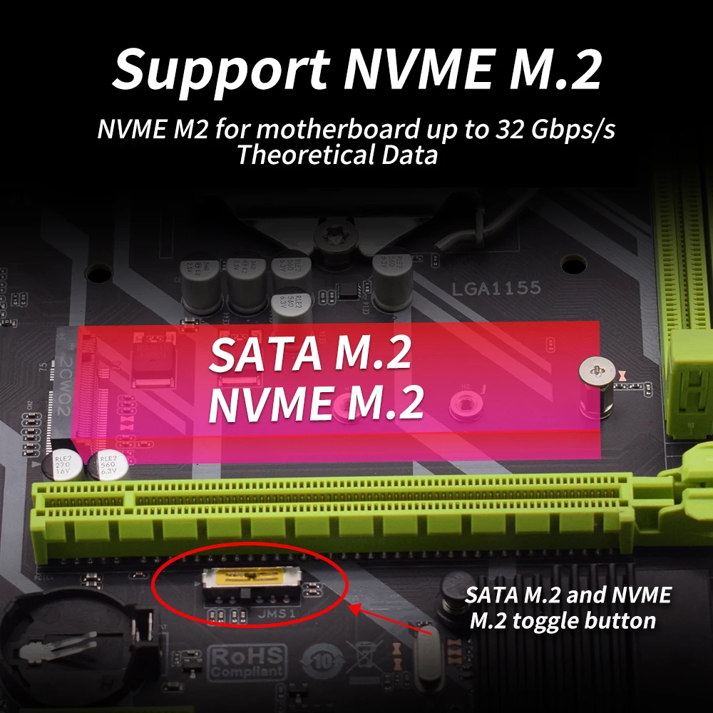 Motherboard Lga 1155 Compatível com Cpu Intel Core 2ª e 3ª Gerações Suporta M.2 Nvme Sata Sdd Mucai-b75 - Imagem 4
