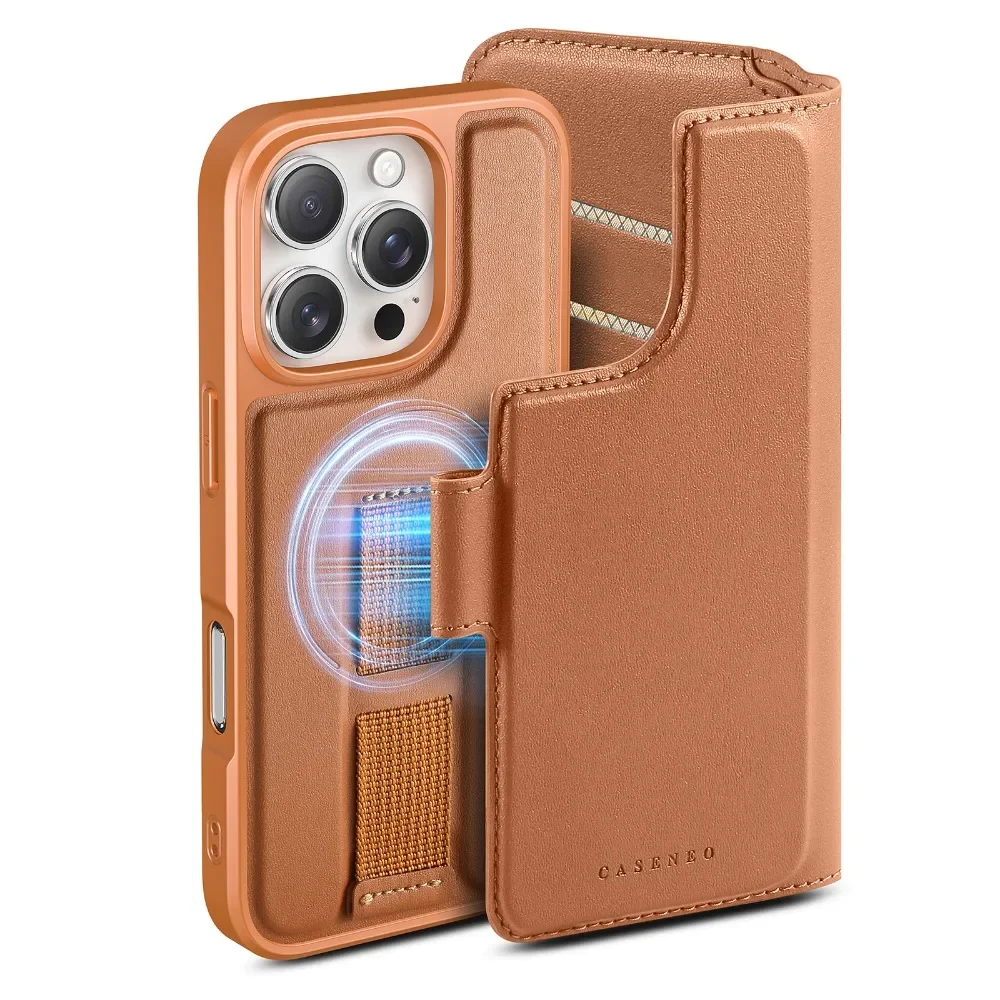 Detachable Magnetic Wallet with Card Holder and Flip Leather Protective Cover