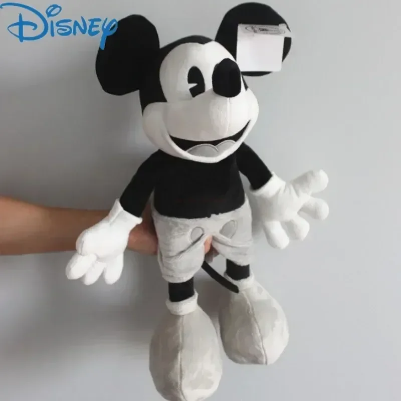 

Классические черно-белые плюшевые игрушки Disney 45 см в стиле ретро с Микки Маусом, мягкие игрушки для мальчиков, милые подарки для детей на день рождения