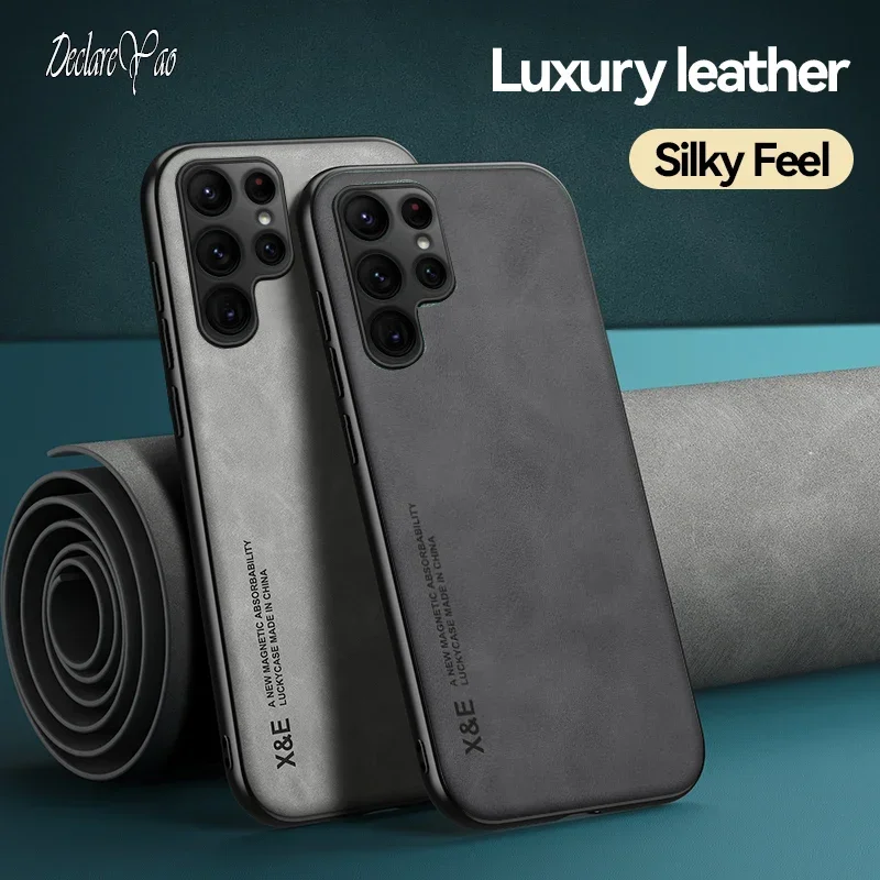 Phone case leather phone case leather wallet case leather case silicone phone case S21 S20 FE Phone Case Magnetic Hard Coque For Samsung Galaxy S10 S24 S21 S22 S23 Plus Cases Leather Back Cover S22 S23 Ultra