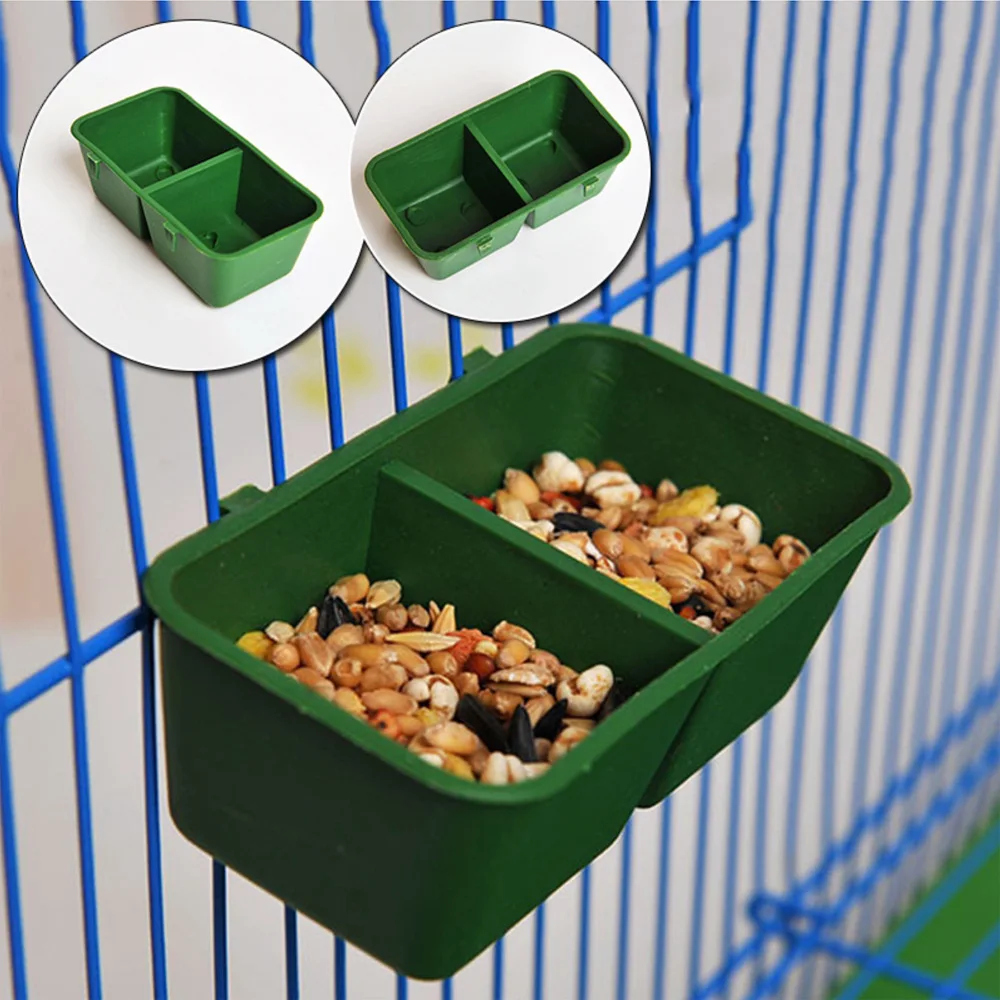 Parrot Feeder Bird Feeder Parrot Feeding Bowl 2In1 Bird Food Water Bowl Parrot Dual Feeding Cup Plastic Pigeons Cage Water Food Feeder Bird Parrot Pet Aviary Box Bowl