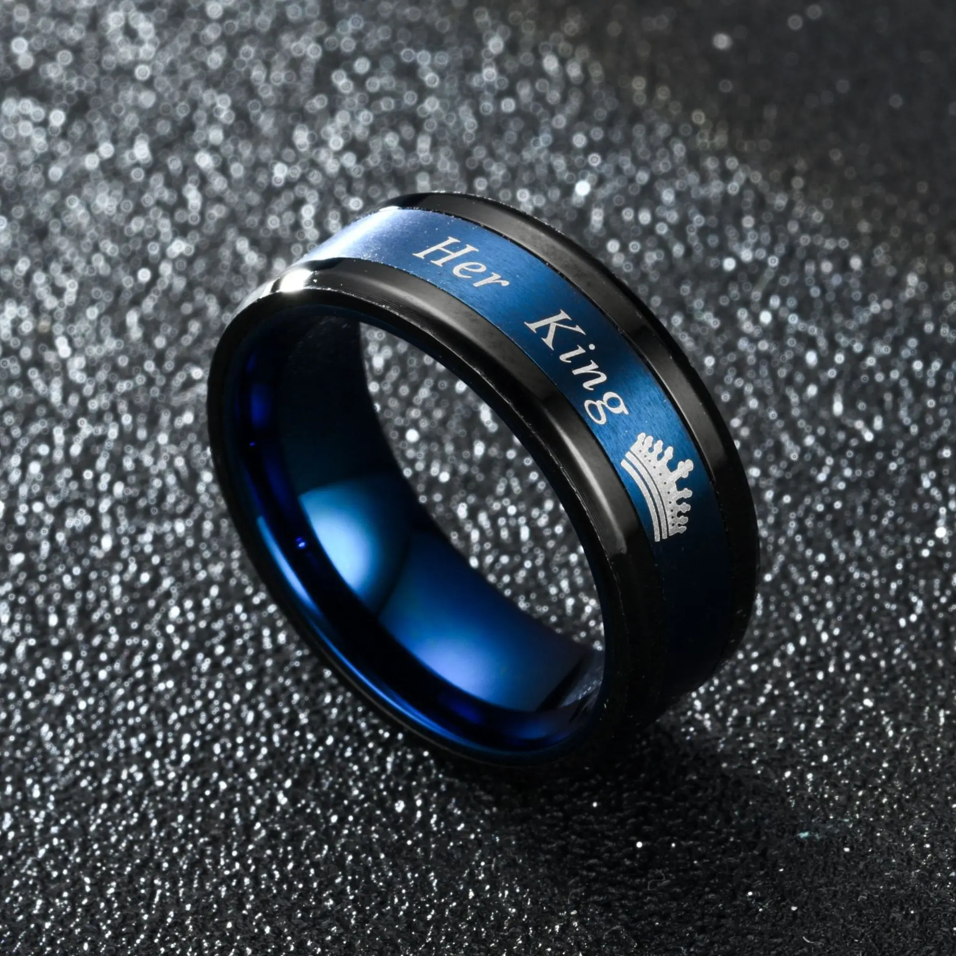 Couple Rings Her King His Queen Stainless Steel for Women Men Crown Romantic Anniversary Wedding Bands Jewelry Gifts
