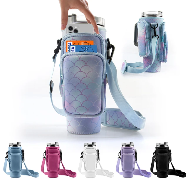30oz 40oz Neoprene Insulated Water Bottle Carrier Bag for Stanley Cup Anti-fall No-slip Protective Sleeve with Strap Mini Pocket 2