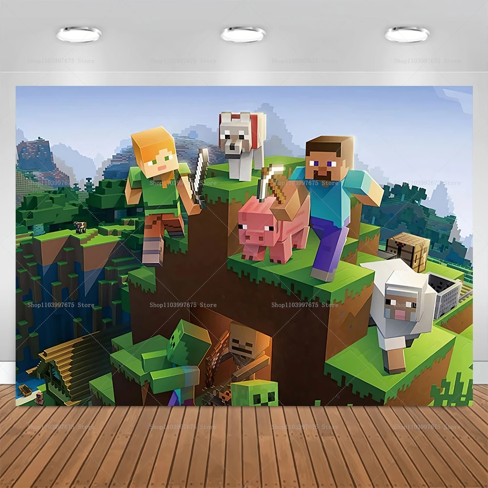 Description Picture 4 of itemBirthday Backdrop Pixel Background for Photography Boys Gaming Birthday Party Decor Supplies Baby Shower Banner Photo Studio