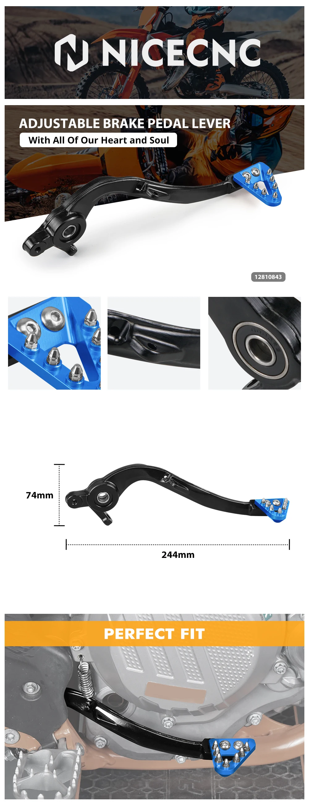 NICECNC Für Husqvarna TE300 2017–2023 TE 300i FE250 FE350 FE450 501 TX300 TC 125 FC 250 450 Bremspedalhebel und Schalthebel – Detail 1
