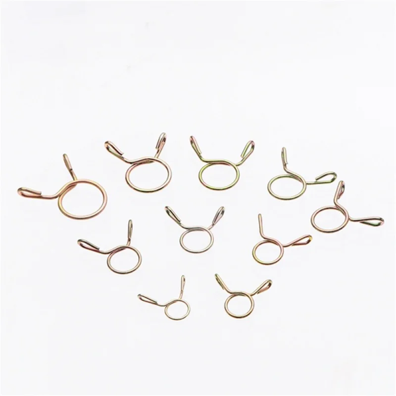Petrol Hose Spring Clamps 5~14mm Zinc Plated Pipe Clips Fuel Line Petrol Pipe Fuel Hose Clamp for Motorcycle Boats 10/20/50pcs hose clamps
