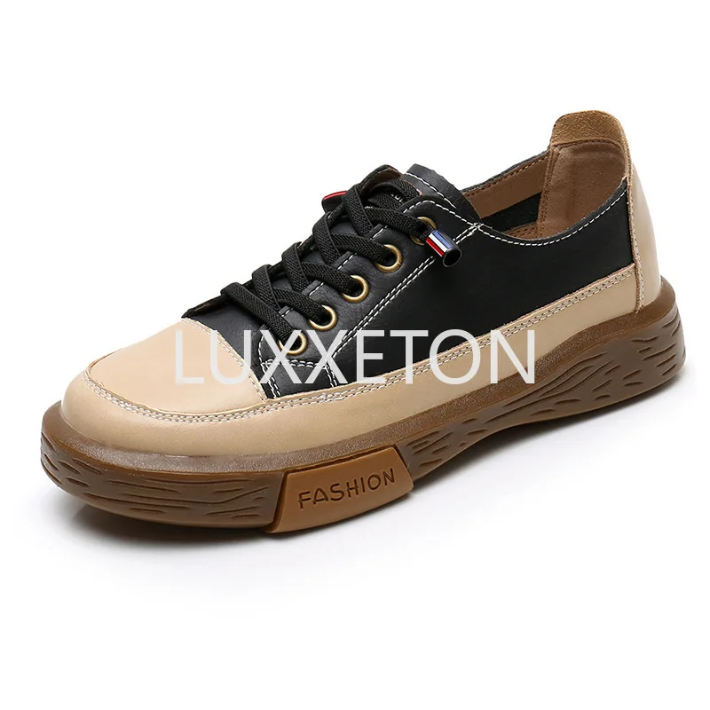 

Кроссовки женские из спилка, массивные, на шнуровке, повседневная обувь на платформе, белые, коричневые