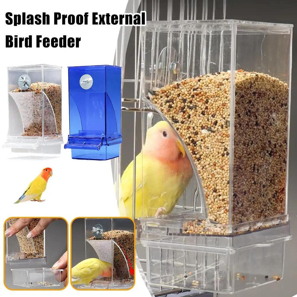 No Mess Bird Feeders Automatic Parrot Feeder Drinker For Small And Medium Parakeets Convenient Acrylic Seed Food Container