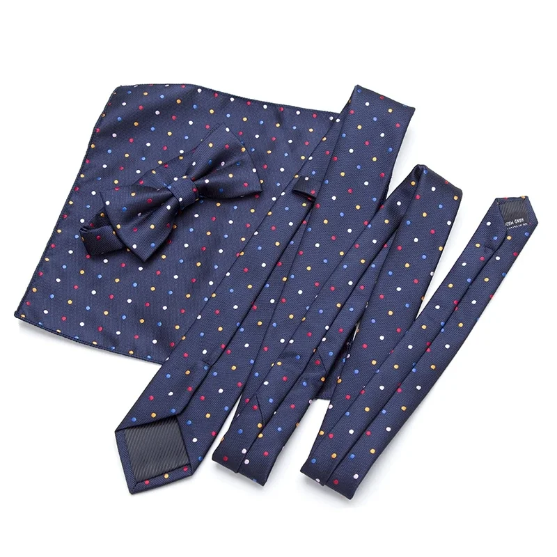 New Paisley Men's Casual Bowtie Tie Set 6cm Skinny Polyester Necktie Pocket Square Suit Designer Business Wedding Party Slim Tie