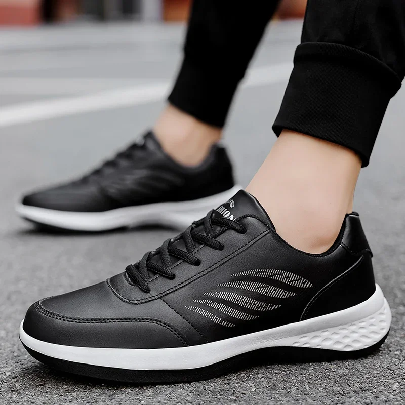 

Кроссовки мужские прогулочные из ПУ кожи, Вулканизированная подошва, плоская подошва, Нескользящие, модная повседневная обувь