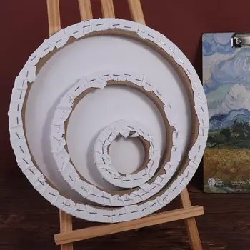 Tela circolare in legno multi-misura per pittura a olio, per artisti, con cornice per quadri