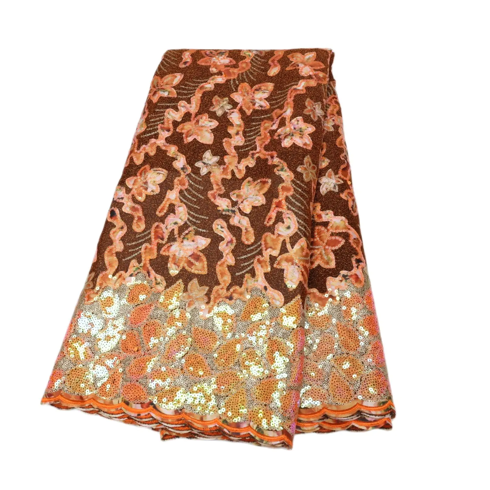 Latest African Lace Fabric Nigerian French Fabric Embroidered Sequins