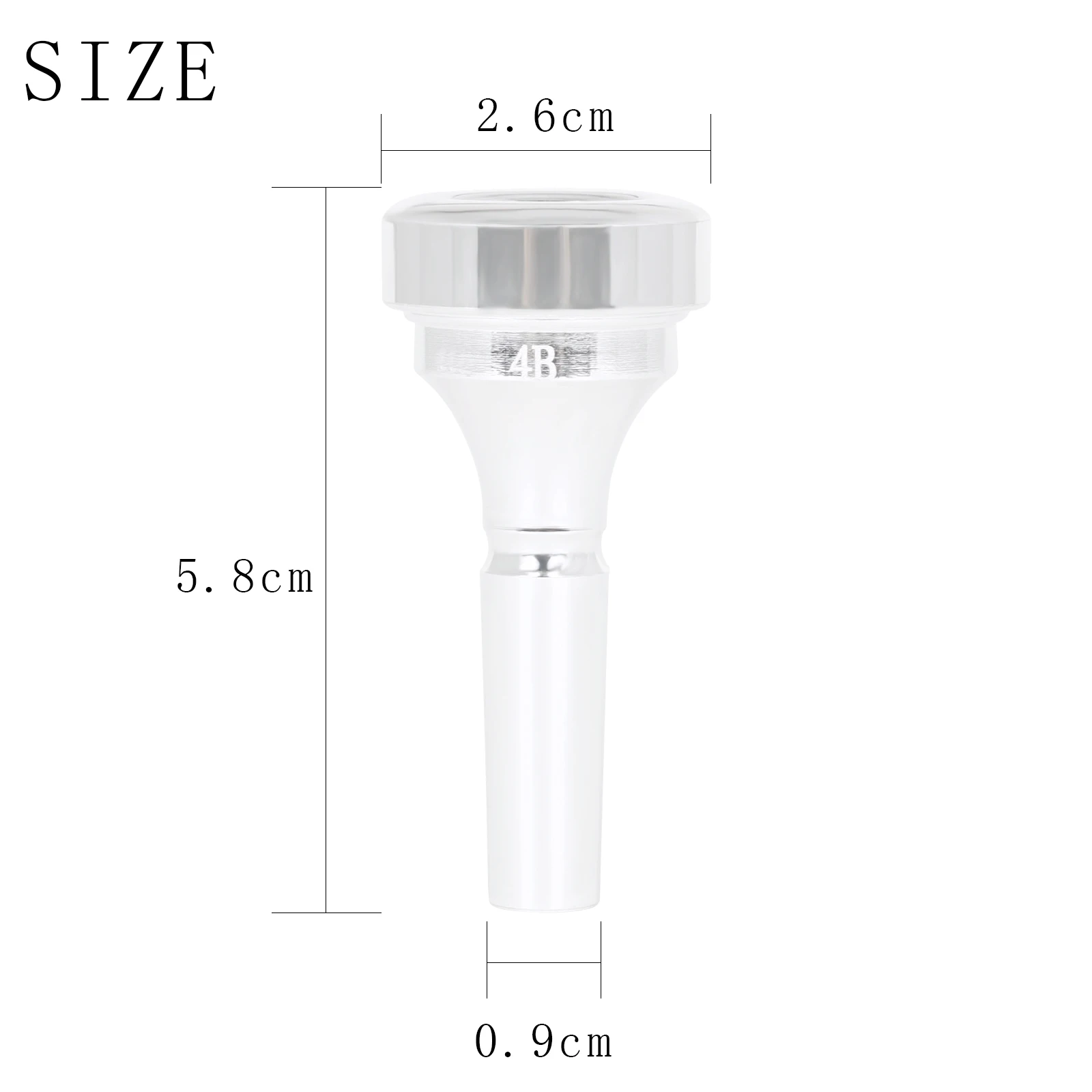 Description Picture 2 of item4B Cornet Mouthpiece Silver Plated Brass Cornet Horn Mouthpiece Professional Brass Instrument Trumpet Accessories Parts