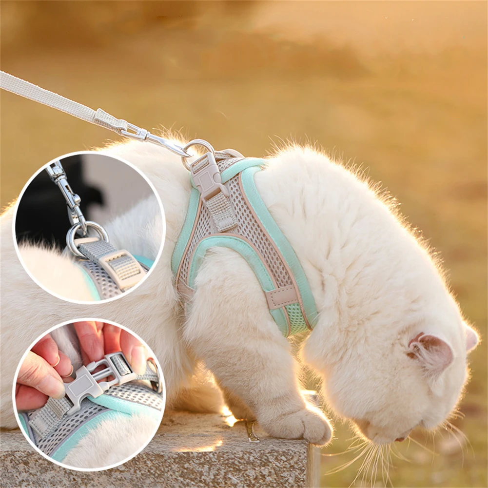 

Dog Harness Leash Set for Small Dogs Reflective Breathable Adjustable Puppy Cat Harness Clothes Vest Outdoor Walking Lead Leash