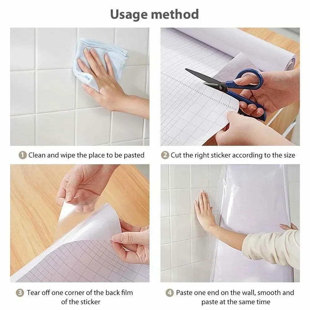 Transparent Kitchen Oil-Proof Wall Sticker Heat-Resistant Splash Protection Foil Antifouling Tile Film Anti-oil Sticker 1 Roll wall stickers self adhesive stickers kitchen wall sticker oil proof film