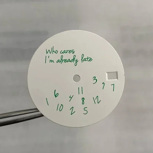 Sleek 28.5mm DIY Watch Dial – Bold 'It's Already Late' Design