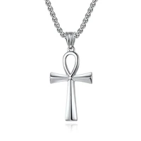 Collier croix Ankh en acier inoxydable pour hommes et femmes, vintage, classique, mode punk, simple, pendentif croix, colliers de la présidence, amulette, bijoux 1