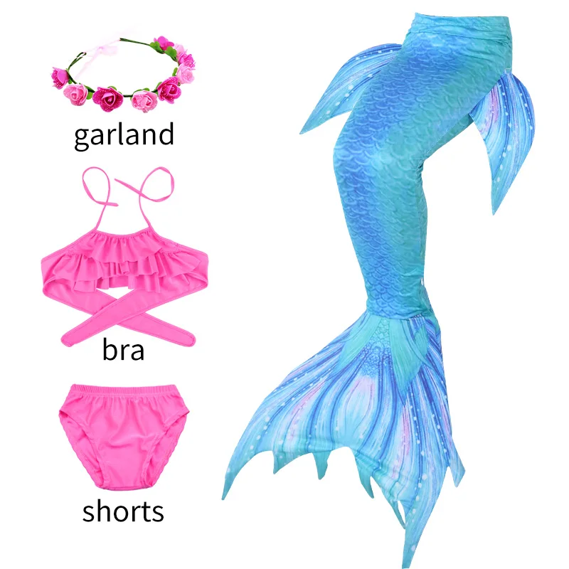 thumbnail image 1 of Traje de baño de fantasía para niña, disfraz de sirena para Cosplay, regalo de fiesta para niños, cola de sirena para nadar, sin Monofin, 1 of 5