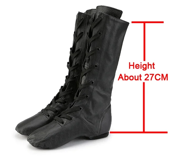 New Genuine Leather Sports Dance Feature High Boots for Women Jazz Dance Shoes Stage Performance Shoes Plus Size 28-45