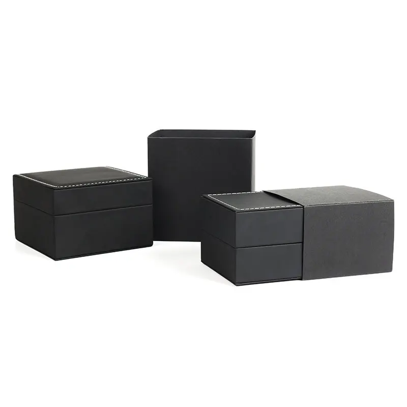 60PCS Wholesale!！New Style Classic Men Watch Storage Box Pu Leather Jewellery Packing Watch Box Black Tow Size