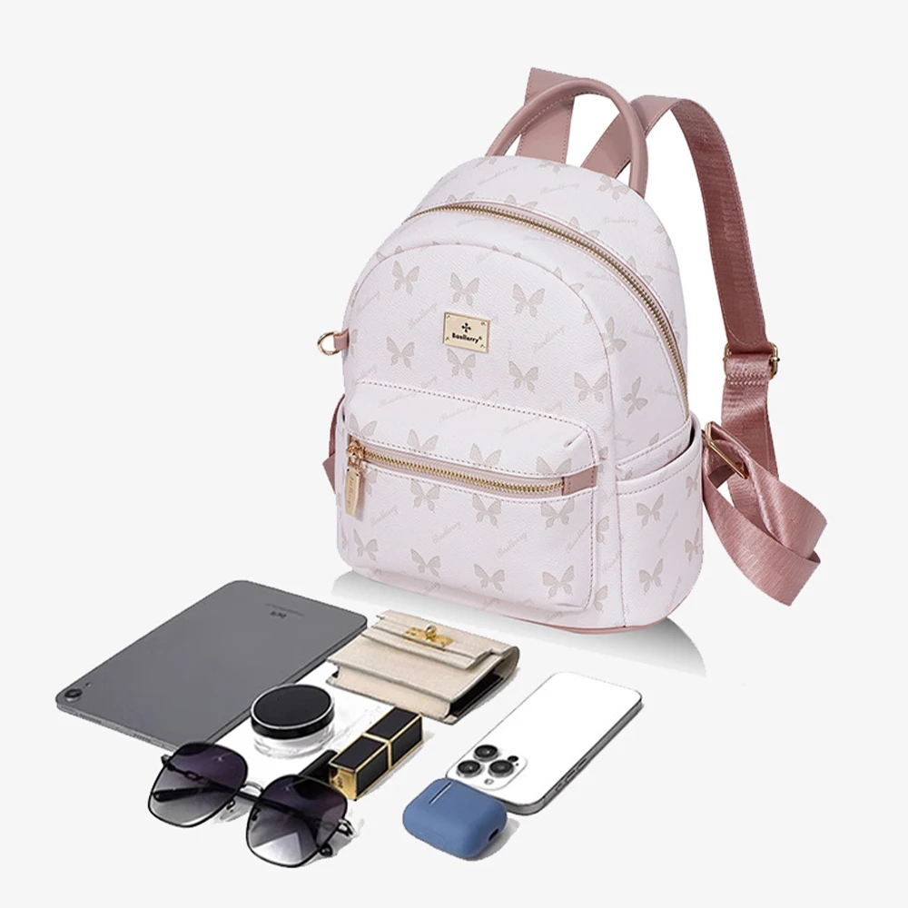 1Pcs【Multi-Compartment Design】Women's Butterfly Print Small Backpack Mini Portable Large-Capacity Backpack Fashionable Casual Multi-Functional Storage Bag