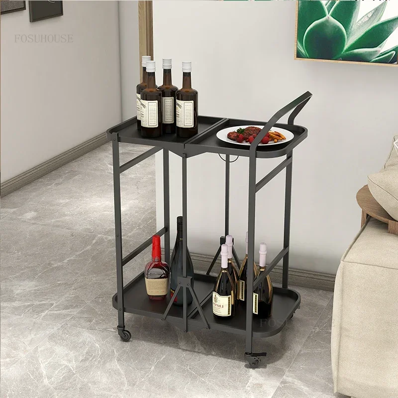 Living Room Trolleys Restaurant Household Folding Lockers Coffee Shop Hotel Kitchen Islands Dining Room Storage Cart with Wheels