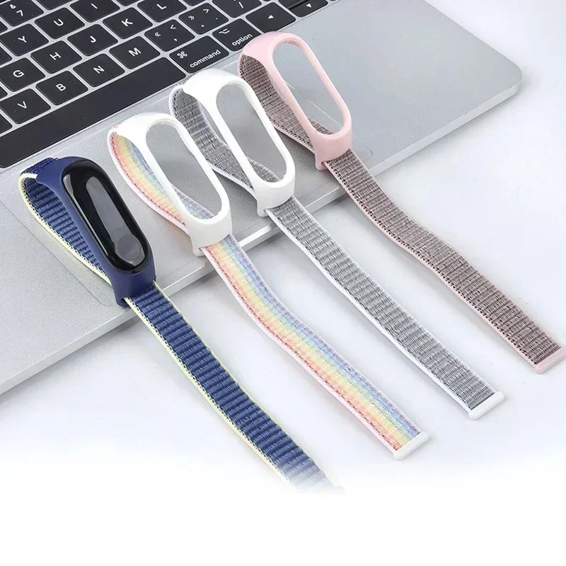 Nylon Loop Watch Band Nylon Loop Strap For xiaomi Mi Band 8 7 6 5 4 3 Bracelet SmartWatch Wristband Replacement sport pulsera Miband 8 NFC