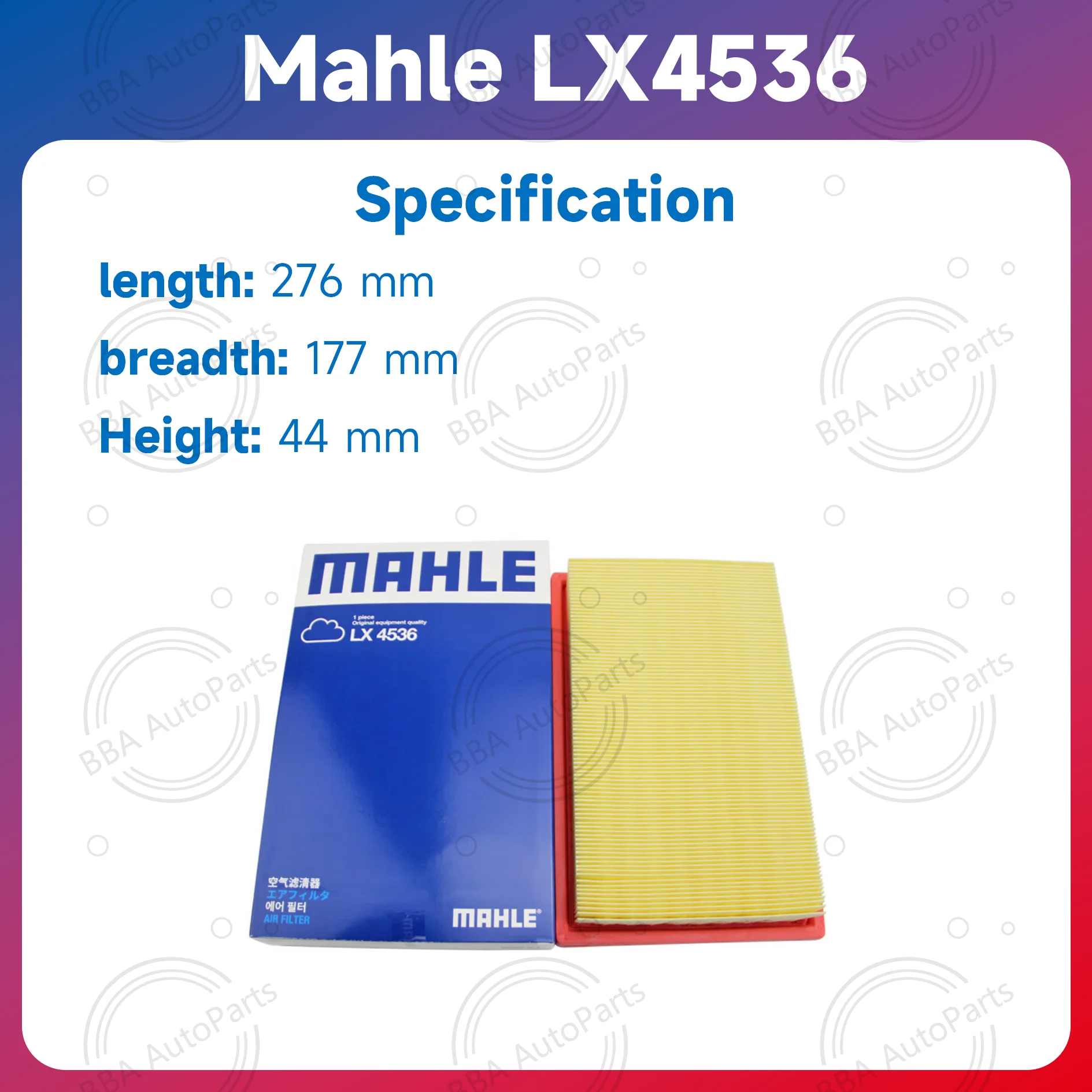 Mahle LX4536 LX3811 air filter for Benz C180L C200 C260L C300 E200 E300 GLC200 with OE A2740940204 A2740940104