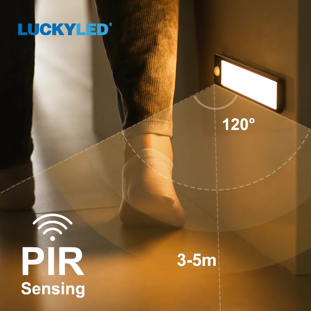 Ultra-Dunne Keukenkast Licht Pir Bewegingssensor Usb Oplaadbare Nachtlampje Dimmen Aluminium Kasten Verlichting Zwart