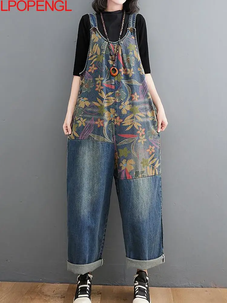 

Fashion Loose Denim Overalls For Women Wide Leg Femme Trousers Casual Comfort Denim Mom Pants 2021 New Washed Jean Pants