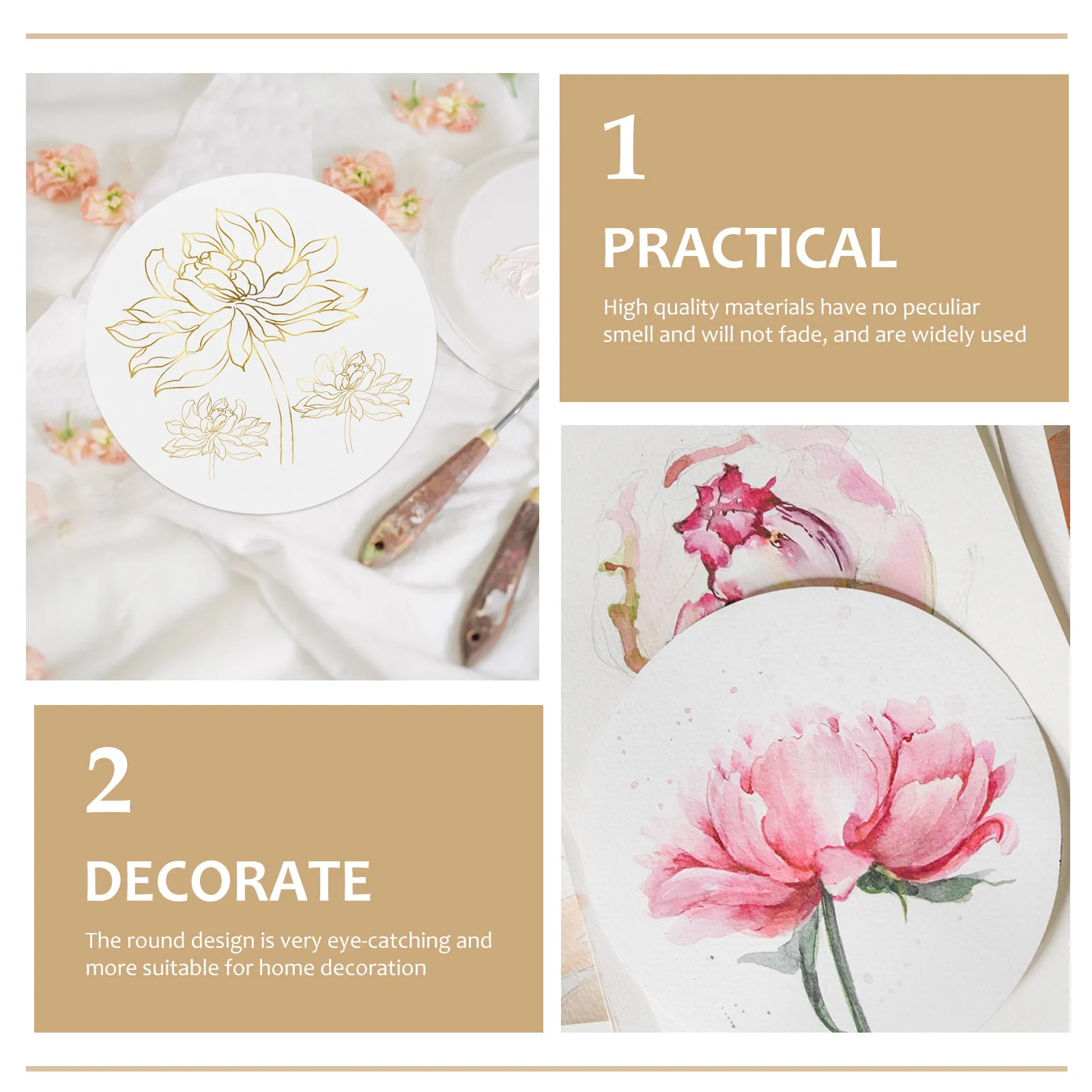 20Pcs 라운드 페인팅 골판지 두꺼운 종이 DIY 낙서 장식 아트 프로젝트를위한 하드 보드 그리기 서예 만다라