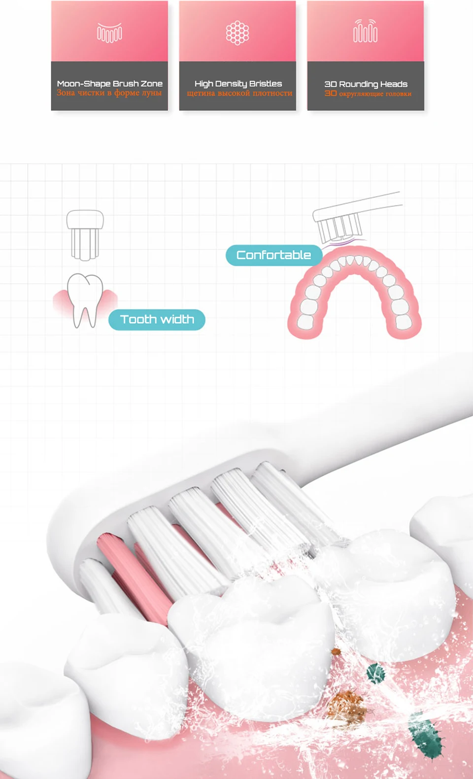 subort escova de dentes elétrica usb indutivo carregamento sonic escova de dentes adultos elétrica sonic escova de dentes branco cabeças