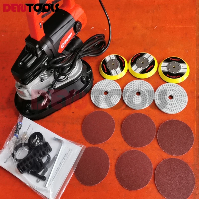 220V 2450W Three head hand sander hand grinder trimming machine Hand held floor concrete grinder Standing grinder 105mm*3 Discs 6