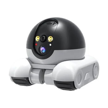 1080P HD Tank Robot Moving Home Warehouse Security Smart Wifi Camera 360 Rotation Battery Charge  Mobile Control  Move Camera 1