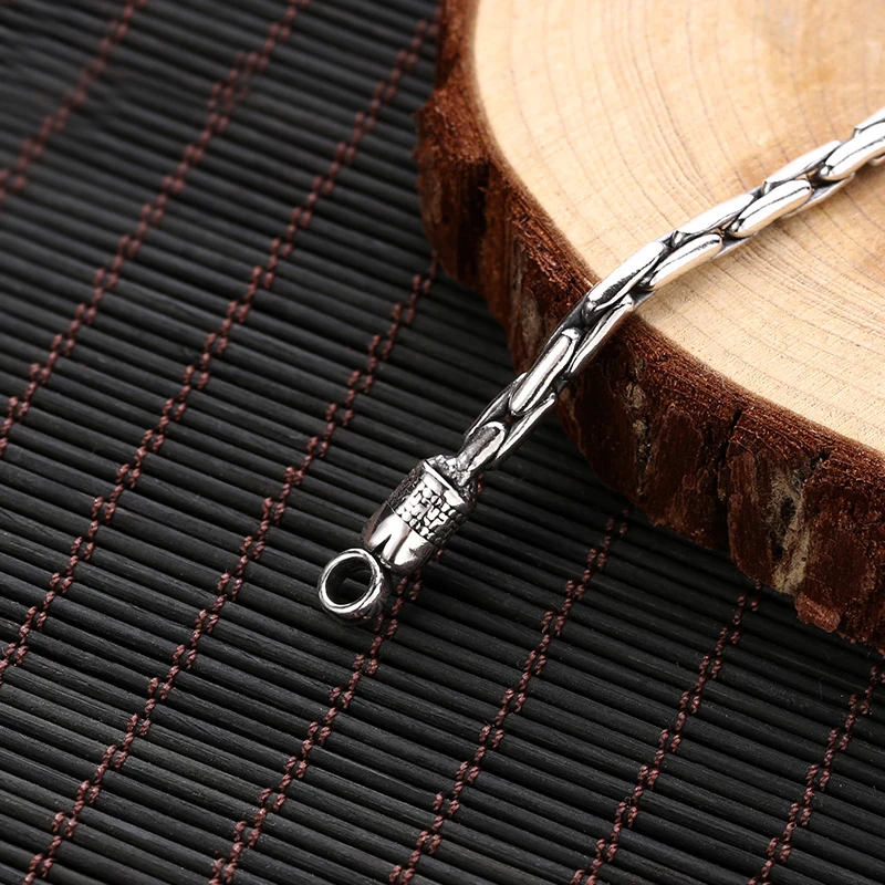 New Retro Vajra Buckle Snake Bone Men's Silver Bracelet Simple And Popular punk hiphop Fine Bracelet Jewelry Accessories gift
