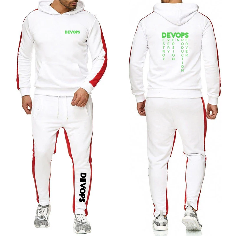 DEVOPS - The real definition of DEVOPS Men Autumn Solid color Hoodies + Sweatpant Sets Harajuku Jackets Sports Comfortable Suits