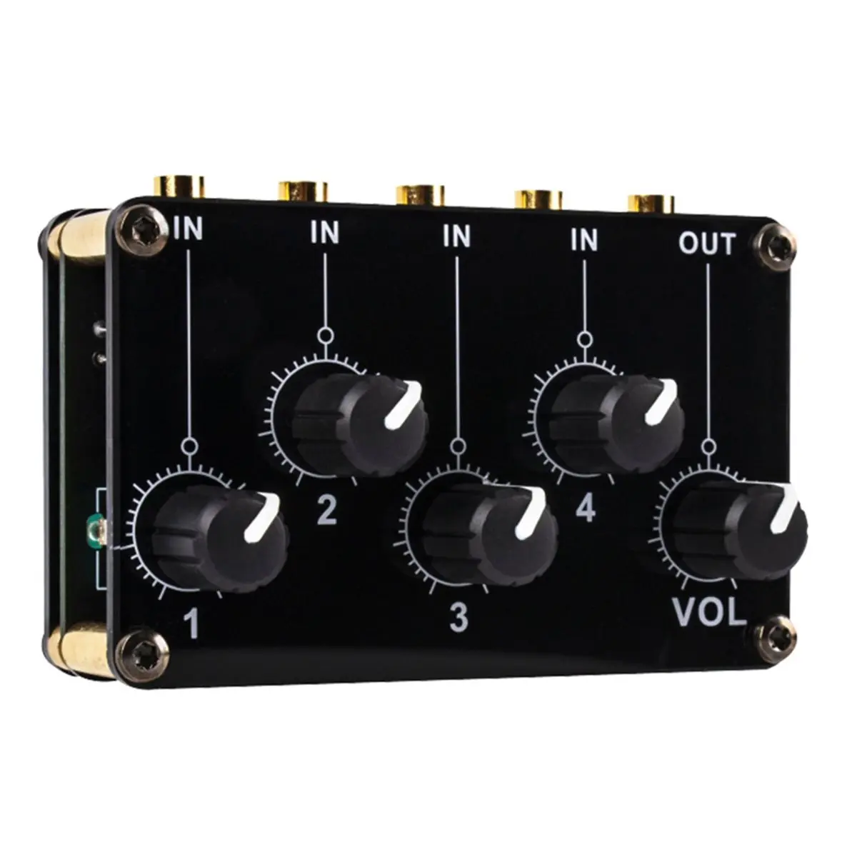 A10R 믹서 스테레오 4-in-1-Out AUX 패시브 믹서 3.5mm 라인 레벨 컨트롤 4채널 스테레오 라인 믹서 휴대용 패시브 믹서