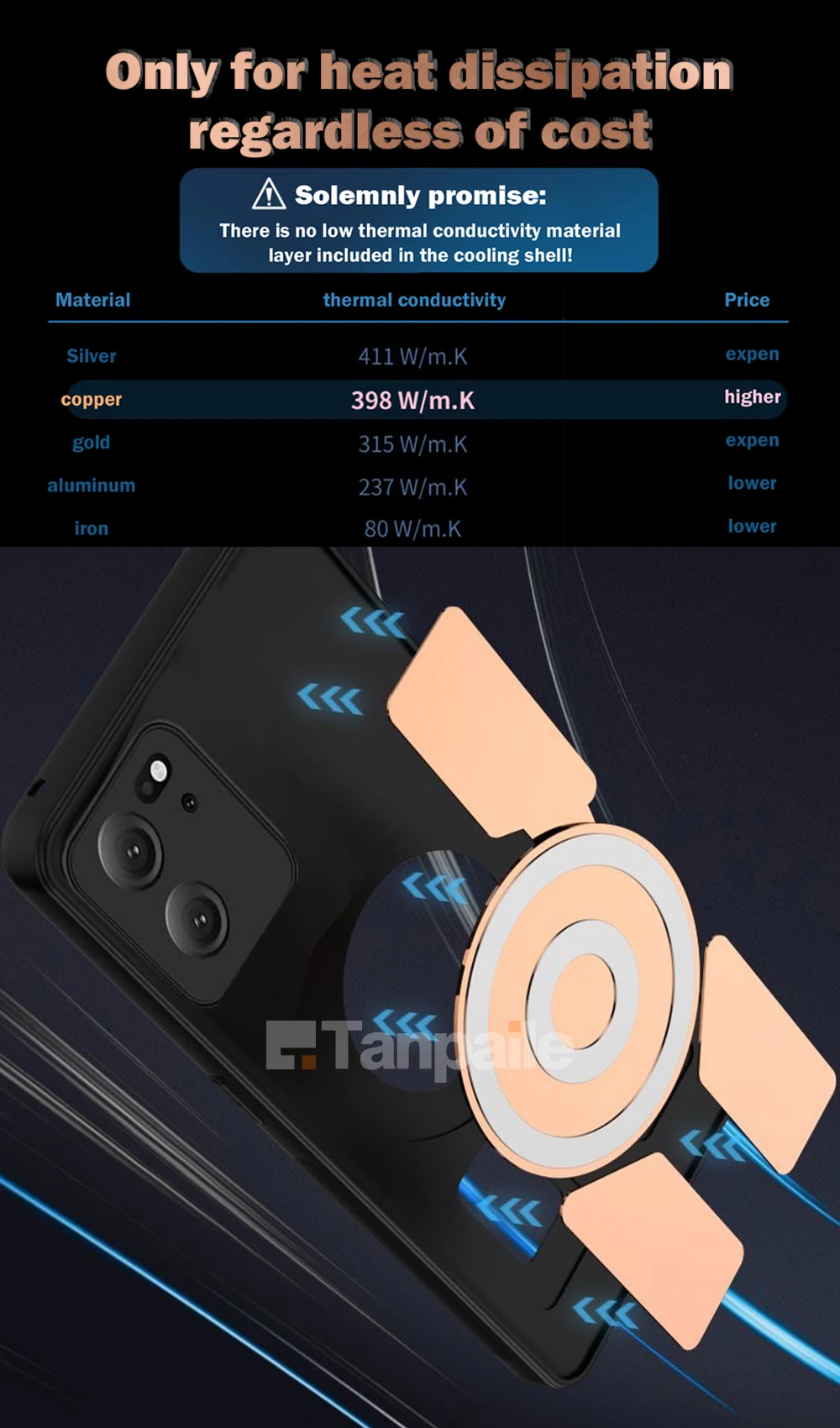 Capa de Telefone de Resfriamento Magnético Cobre à Prova de Choque Tampa Traseira de Metal de Dissipação de Calor Apto para Redmi K60 Ultra Xiaomi 13t Pro e 50 40s 40s - Image 5