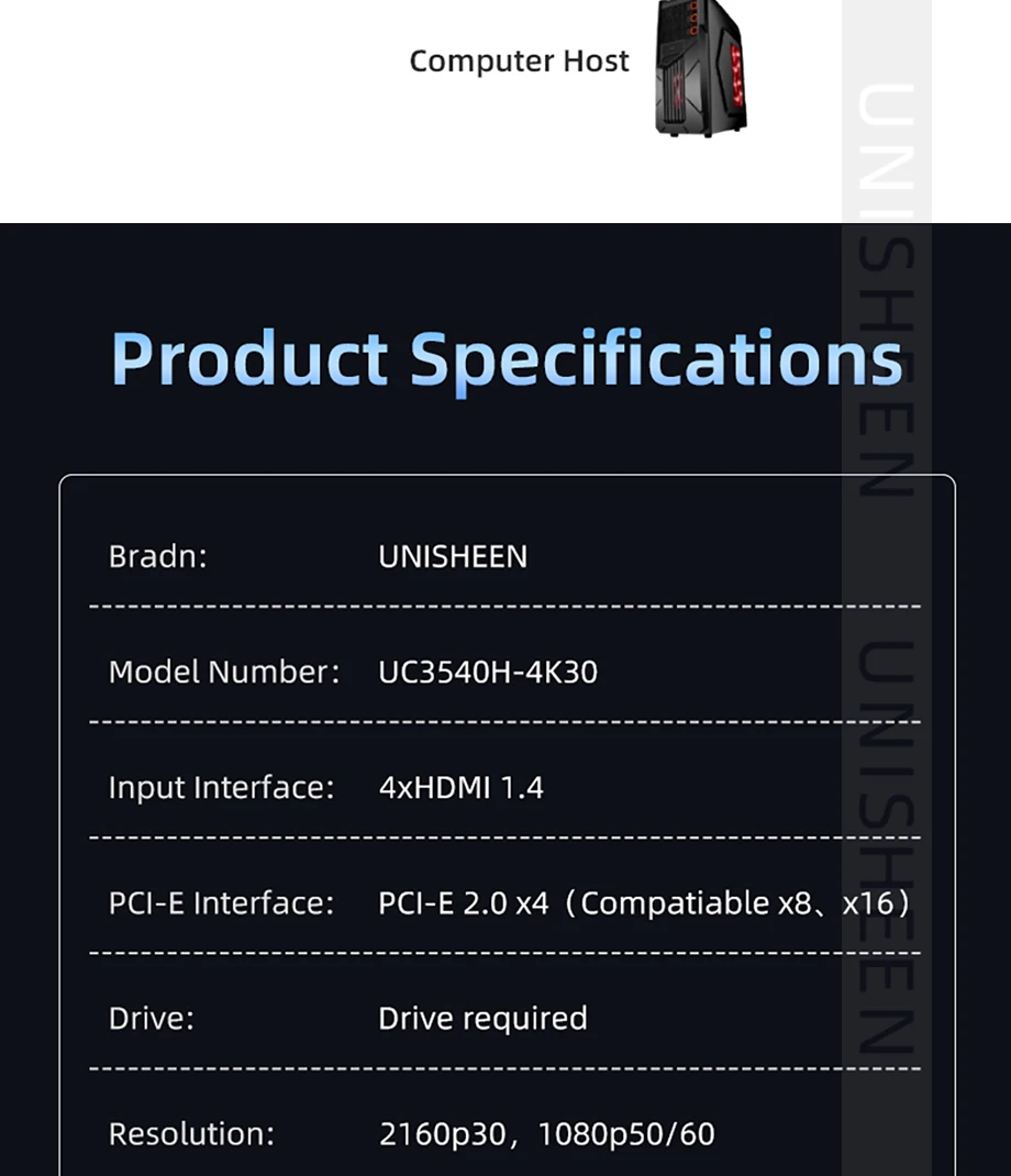 4Channel 2160p OBS Vmix Wirecast Streaming Quad HDMI Broadcast PCI Express UHD V