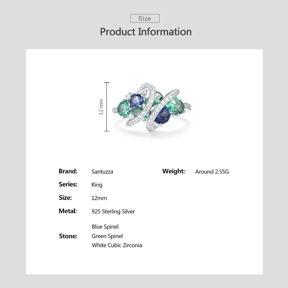 925 Sterling Silver Rings For Women Green Blue Spinel White CZ Gemstone Original anillos Wedding Gifts Fine Jewelry
