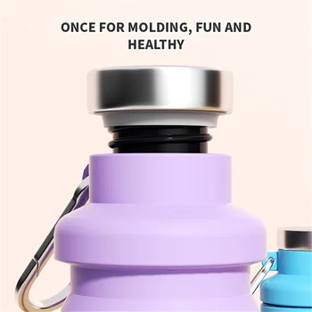 Collapsible Water Bottles Silicone Travel Foldable Portable Water Bottle Silicone Reusable Leakproof for Camping Hiking Cycling
