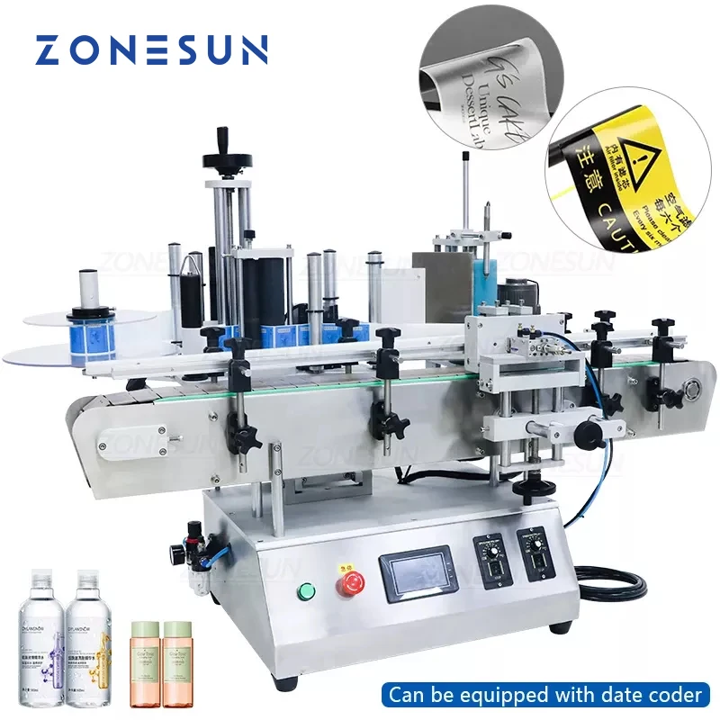 ZONESUN TB-500A Automatic Double Sides Label Sticker with Date Coder Jar Water PET Round Bottle Positioning and Labeling Machine электрододержатель varteg ehs 500a max ток 500 а