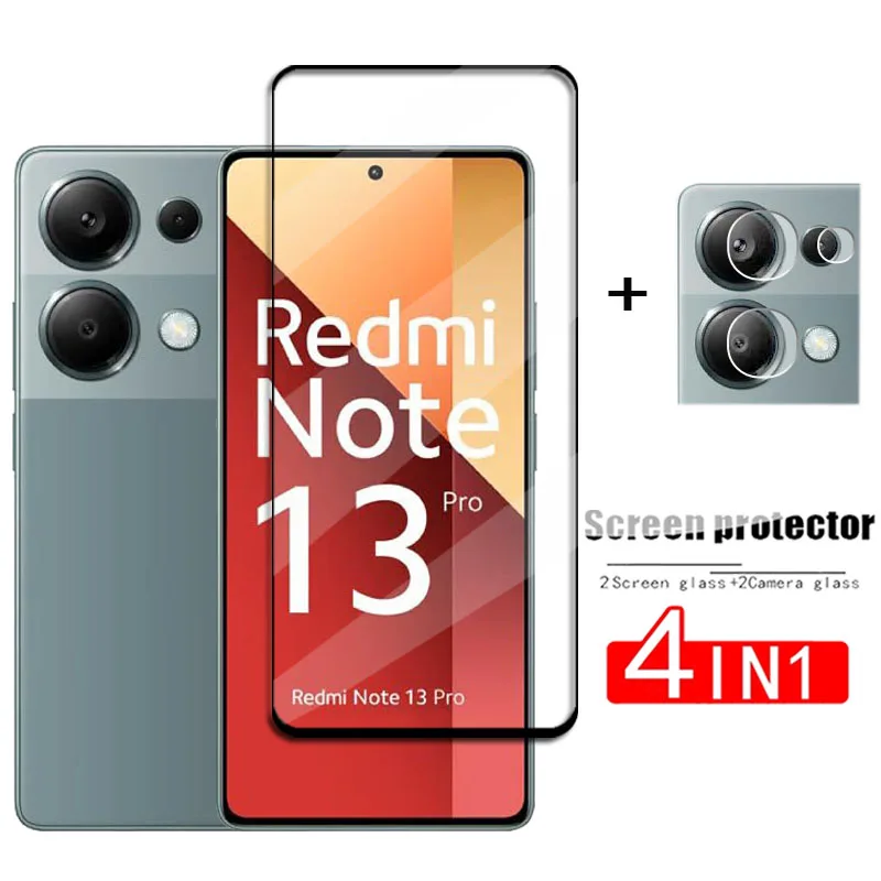 

4in1 Tempered Glass For Redmi Note 13 Pro 4G Screen Glass Redmi Note 13 Pro Screen Protector Phone Lens Film Redmi Note 13 Pro