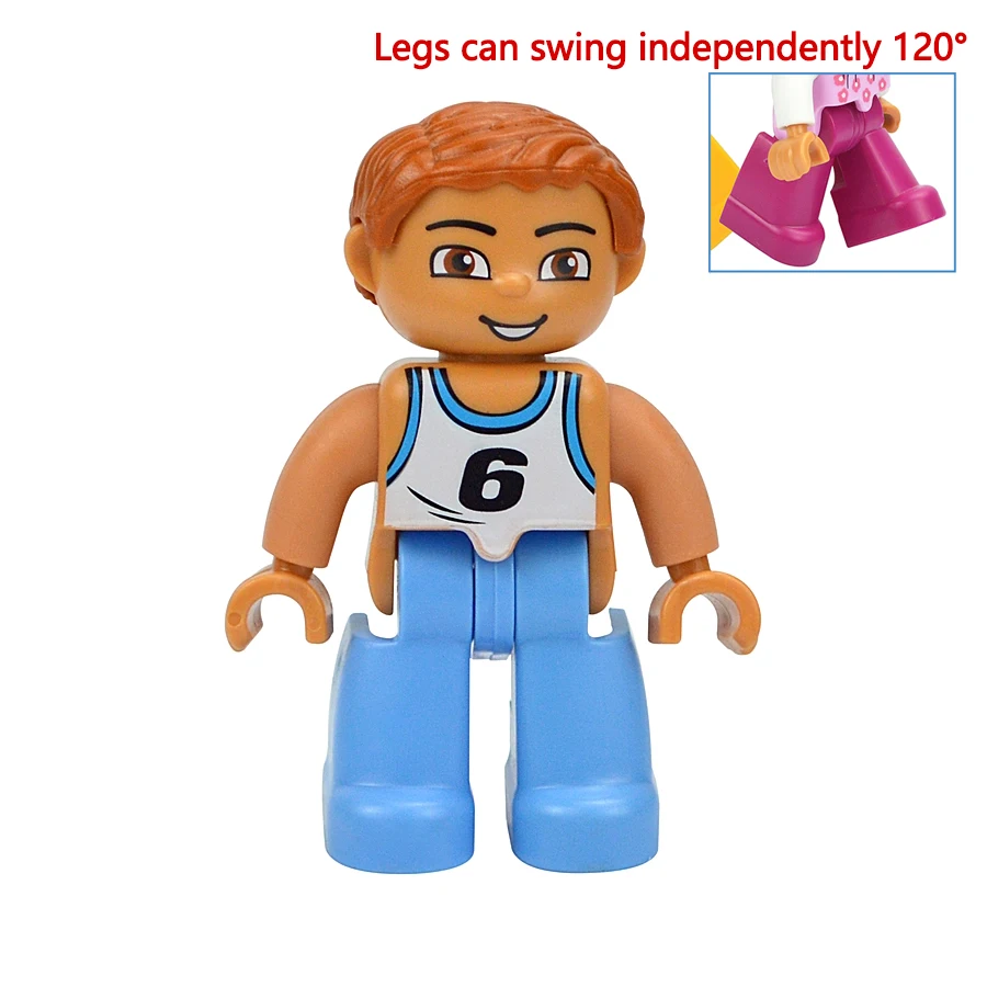 Jumbo Building Block Character Set - Farmer, Pirate, Worker, Doctor & Policeman Figures