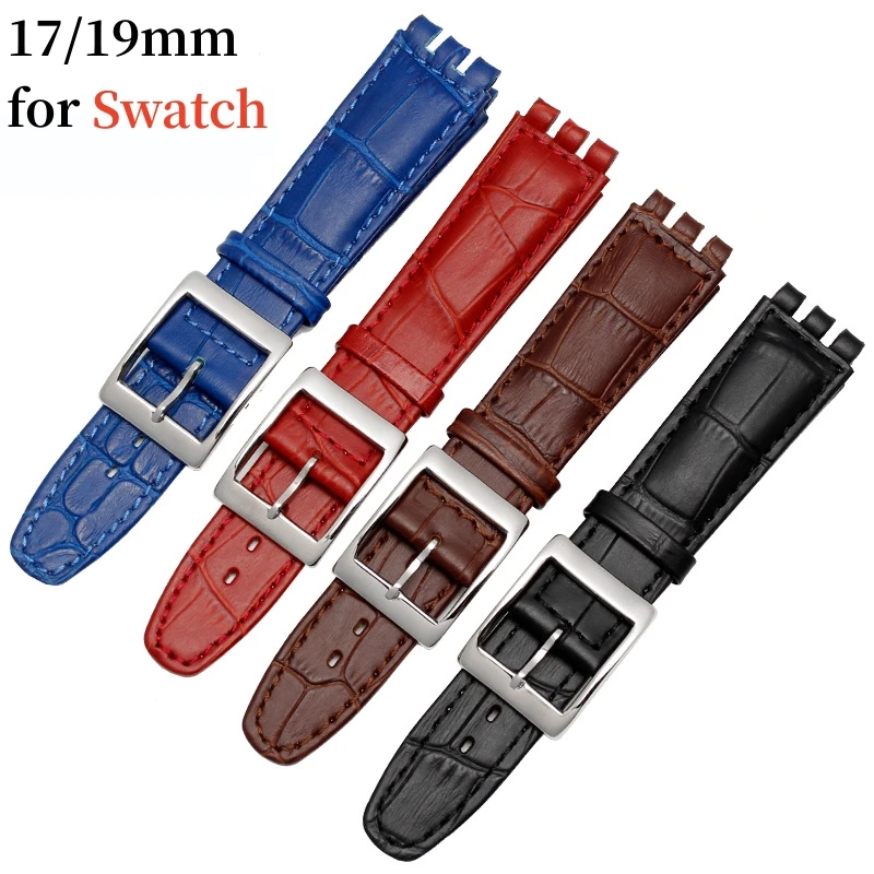 

Genuine Leather Watch Band for Swatch 17mm 20mm Watch Strap Sports Waterproof Replacement Watch Band Men Women Business Bracelet