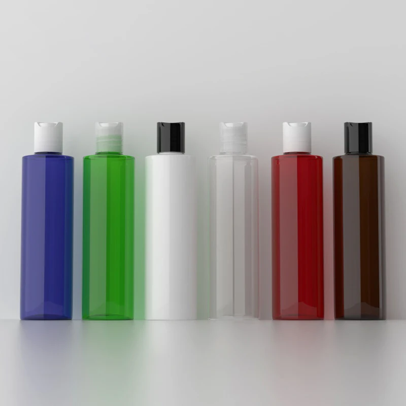 

50pcs 150ml Empty Black White Clear Brown Disk Screw Cap Cosmetics Plastic Container Liquid Soap Shampoo Shower Gel Bottles 1