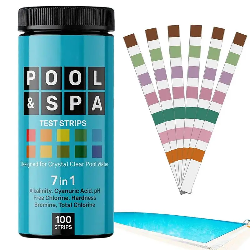 

Pool Test Kit Salt Water Pool Testing Kit 100 Strips Water Hardness Test Kit High Accuracy PH Tester For Chlorine Salt PH